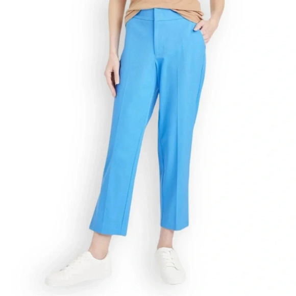 a new day Pants - Size 10 Mid-Rise Slim Straight Fit Side Split Trousers Blue A New Day